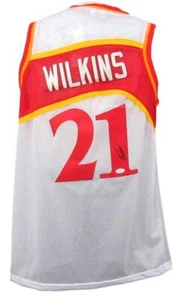 Camiseta deportiva personalizada blanca autografiada de Dominique Wilkins de los Hawks JSA 176827 - Imagen 1 de 5