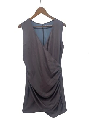 Vestido Andrew Marc NY para mujer talla 10 gris metálico acanalado cambio sin mangas cuello en V Foto 1 de 4