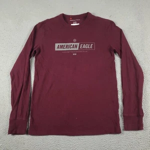 American Eagle T Shirt Mens Size XS Burgundy Casual Long Sleeve Adult - Picture 1 of 9