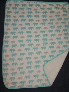 Carters Turquoise Aqua Blue White Gray Elephant Security Blanket Lovey Sherpa - Picture 1 of 5