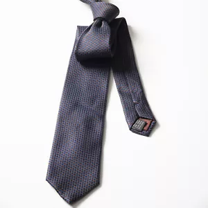 ATLAS DESIGN Silk Tie Blue Orange Woven Italy Made - Picture 1 of 4