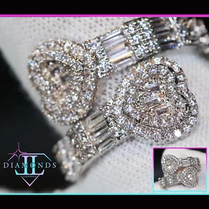 Baguette Diamond Heart Ring, Silver Diamond Heart Ring, Simulated Diamond Ring - Picture 1 of 8