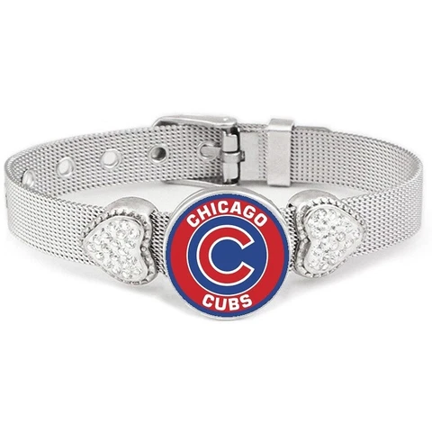 Chicago Cubs Women's Adjust. Silver Bracelet Jewelry Gift D26 Cover