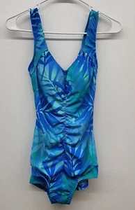 MAXINE OF HOLLYWOOD ONE PIECE SIZE 10 RUCHED SWIMSUIT BLUE, TEAL, AQUA - Picture 1 of 11