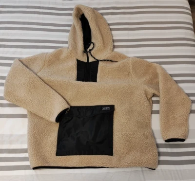 Eddie Bauer Mujer Sherpa Polar 1/4 Cremallera Pullover Sudadera con Capucha Crema 2XL Bolsa Frontal Foto 1 de 4