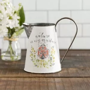 NEW!~Farmhouse Water Pitcher~"Nurture Your Soul / Nature Is My Nurture" Ladybug - Picture 1 of 2
