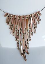 svarowski necklace Mother Of Pearl pink crystal wiro gold tone excellent conditi