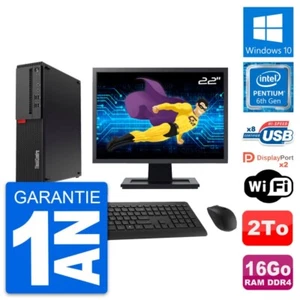PC Lenovo M910s SFF Ecran 22" Pentium G4400 RAM 16Go Disque 2To Windows 10 Wifi - Imagen 1 de 8
