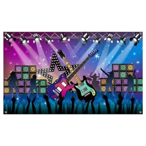 1 Pcs Music Theme Birthday Background Banner Cloth for Rock for N Roll8977 - Picture 1 of 7