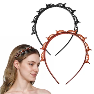 Haarreifen mit Klammern, 2 Stück Hair Twister Haarreifen, Double Bangs Hairstyle - Bild 1 von 7