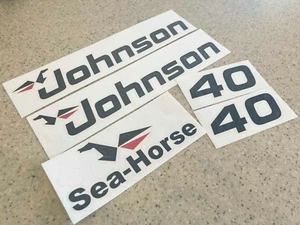 Johnson 40 HP Vintage Outboard Motor Decal Kit Black Vinyl + FREE Shipping! - Picture 1 of 1
