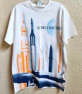 US Space & Rocket Center T Shirt Adult M White All Over Print Short Sleeve - Picture 1 of 9