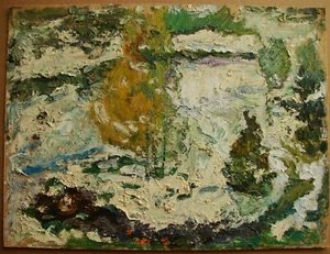 Ukrainian Soviet USSR Oil Painting Impressionism landscape last snow spring - Picture 1 of 10
