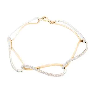18ct Yellow & White Gold Diamond Ribbon Bracelet - Picture 1 of 5