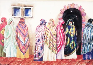 Estampado artístico de Helen Paul para mujer en túnicas de colores brillantes nuevas en paquete - Imagen 1 de 4