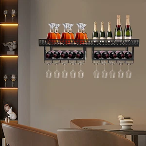 2 Ebenen Wandmontage Weinregal Industriell Platzsparend Wein Aufbewahrung Organizer - Bild 1 von 15