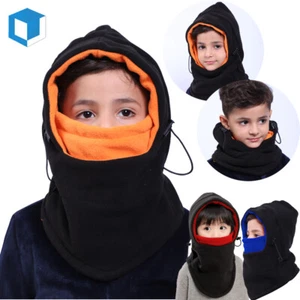 Kids Winter Fleece Balaclava Hat Hood Windproof Face Mask Warm Boys Girls Ski - Picture 1 of 11