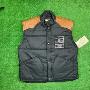 VINTAGE Mens M Northwest Territory Black/ Brown Vest Puffer Outdoor Camping Warm - Picture 1 of 9