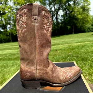 Ariat Ardent 10015332 Women's Terra Brown Floral Embroidered Western Boots Sz 8 - Picture 1 of 12