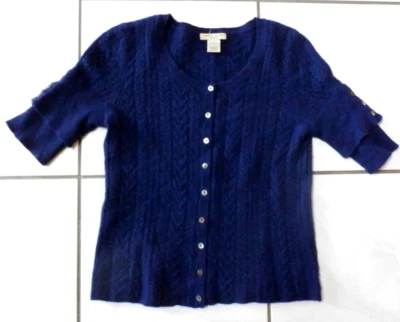 Suéter Manga Corta Diseño Vertical 2 Capas 100% Cachemira Talla S Púrpura F724 Foto 1 de 4