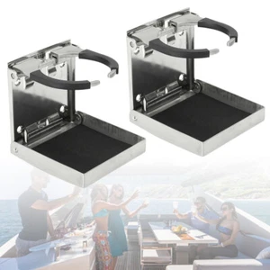 2 PZ Portabicchieri Acciaio Inox Portabevande Pieghevole Telaio per Barca Marina Auto - Foto 1 di 11