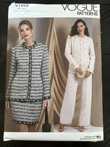 Chaquetas, falda, pantalones B5 (8-16) patrón de costura Misses sin cortar Vogue V1992 Misses - Imagen 1 de 2