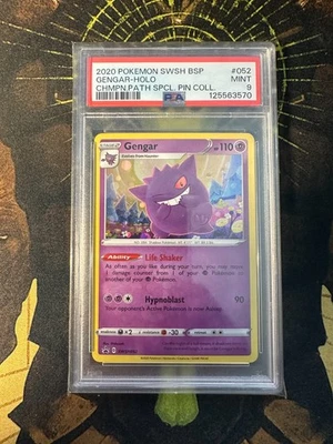 Pokemon Gengar SWSH052 Champions Path Pin Collection Promo PSA 9 - Image 1 of 2