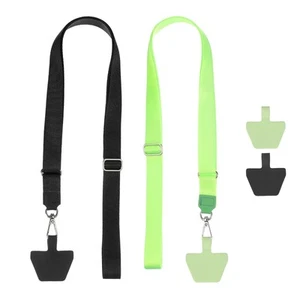 2Pcs Smart Phone Lanyard with 4 Patches, Black/Light Green (55-30cm) - Zdjęcie 1 z 6