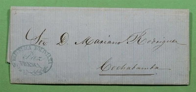 DR WHO 1865 BOLIVIA STAMPLESS F/L PAZ TO COCHABAMBA w17122 - Image 1 of 4