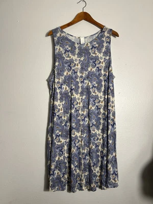 H & M женщин бак платье синий белый пейсли пляжный коттедж Core сарафан большой - Изображение 1 из 4