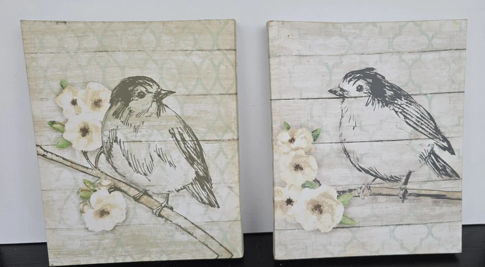 Pássaros em flor peças de arte de parede impressões em tela para decoração de casa - Imagem 1 de 1