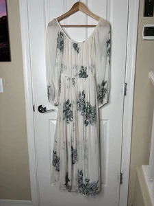 Sundance Cream Black Sheer Tier Floral Toile Long Sleeve Dress  PXXS Petite XXS - Bild 1 von 9