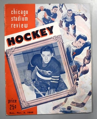 Chicago Blackhawks vs Boston Bruins November 3rd 1946 Official Game Program - Image 1 of 3