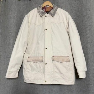 Vintage Custom Barn Jacket Men XL Cream Walls Flannel Lined Chore Canvas Western - Picture 1 of 8
