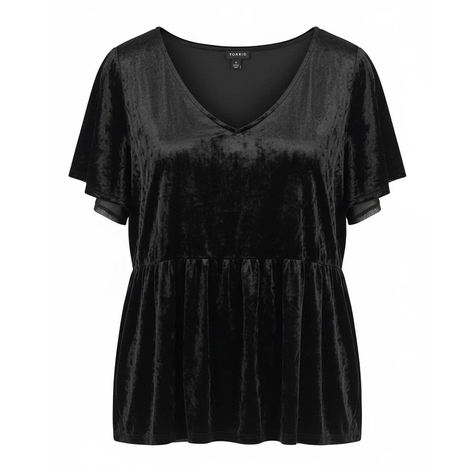 Torrid Womens 2X Whimsigoth Grunge Gothic Y2K Flutter Sleeve Babydoll Tunic - Image 1 of 4