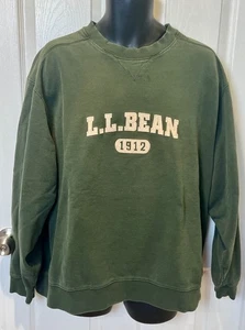 VTG LL Bean Crewneck Sweatshirt Mens XL Green Outdoor 1912 Fleece - Picture 1 of 8