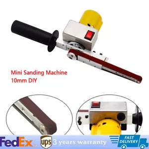 Electric Belt Sander Handheld Mini Grinder Small Machine + 10 Sanding Belts - Picture 1 of 10