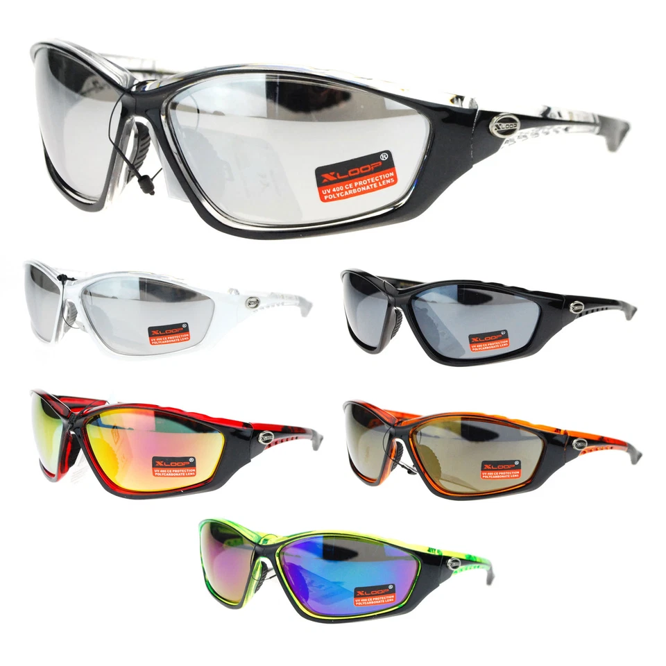 X Loop Mens Color Mirror Lens Oval Plastic Warp Sport Running Sunglasses - Image 1 of 1