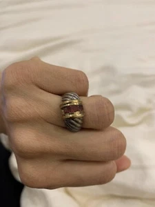 David Yurman zweifarbiger Turmalin Zopfmuster Cocktail Ring - Silber & Gold - 1.195 $ - Bild 1 von 12