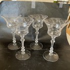4 Cambridge Glass pattern Elaine etched stemmed goblets Vintage Clear Color￼