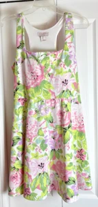LAURA ASHLEY Sporty Active Dress Racer Back Pink Foral Print Size Lg - Picture 1 of 11