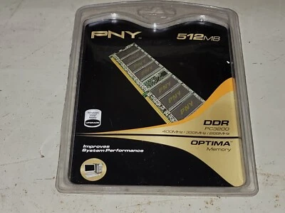 PNY 512MB, Optima DDR 512mb DDR PC3200 OPTIMA 400mhz, MDO512SD1-400, NEW IN PACK - Image 1 of 4