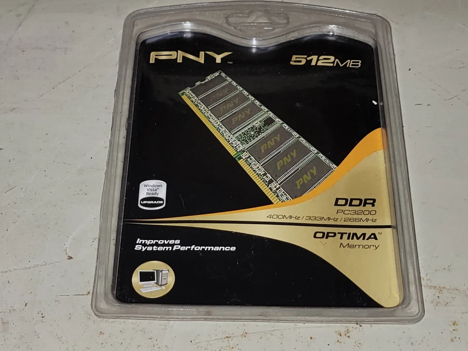 PNY 512MB, Optima DDR 512mb DDR PC3200 OPTIMA 400mhz, MDO512SD1-400, NEW IN PACK - Image 1 of 4