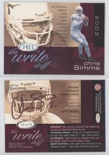 2003 SAGE Hit The Write Stuff Chris Simms #10 Rookie RC