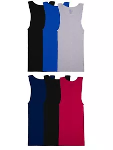 6 Pack Men's Tag-Free 100% Cotton Classic Tank A-Shirt,X-Large,Assorted - Picture 1 of 5