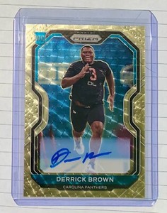 Derrick Brown 2020 Prizm Gold Vinyl Rookie Card Autograph 3/5 🔥🔥🔥🔥