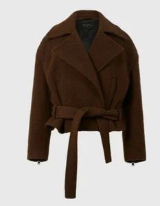 Chaqueta de Motociclista AllSaints Boston Mezcla de Lana EE. UU. Talla 8, Marrón, NUEVA SIN ETIQUETAS, Venta al por menor $429 - Imagen 1 de 12