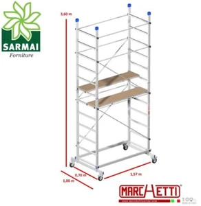 IMPALCATURA PONTEGGIO TRABATTELLO SCALA ALLUMINIO ZEUS MARCHETTI H 3,6 M 4 RUOTE - Foto 1 di 1