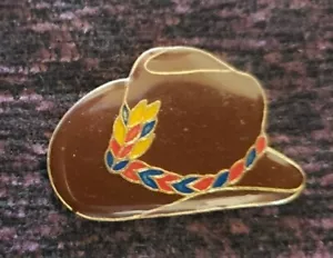 Vintage Enamel Cowboy Hat Rodeo Large Hat Pin Size 1" tall x 1-1/2" wide - Picture 1 of 1