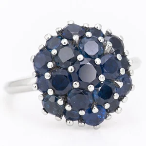 Gr. 51 - Auffälliger Birks (Spain) Vintage Weißgold 750/18K Cluster Saphir Ring - Picture 1 of 10